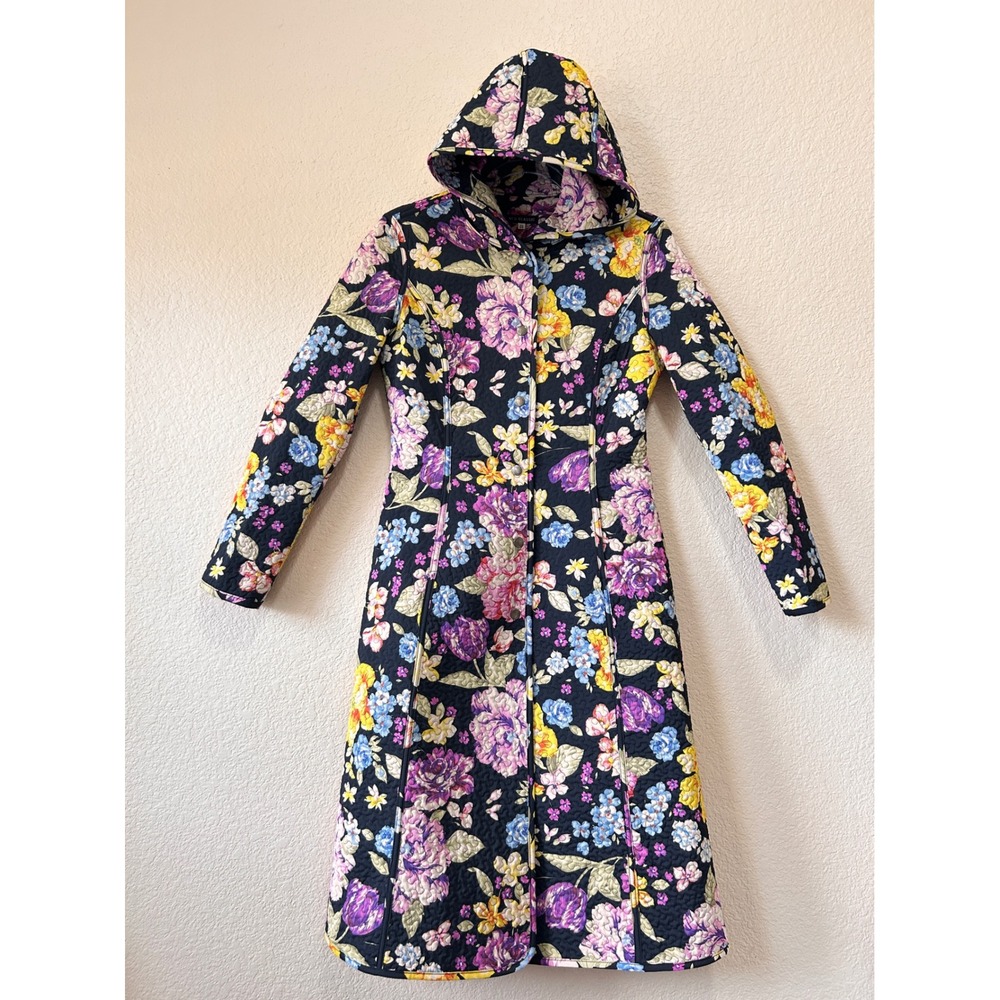 Neo Quilted Floral Maxi Coat Black Dark Floral Whimsigoth Hooded Jacket Cottage